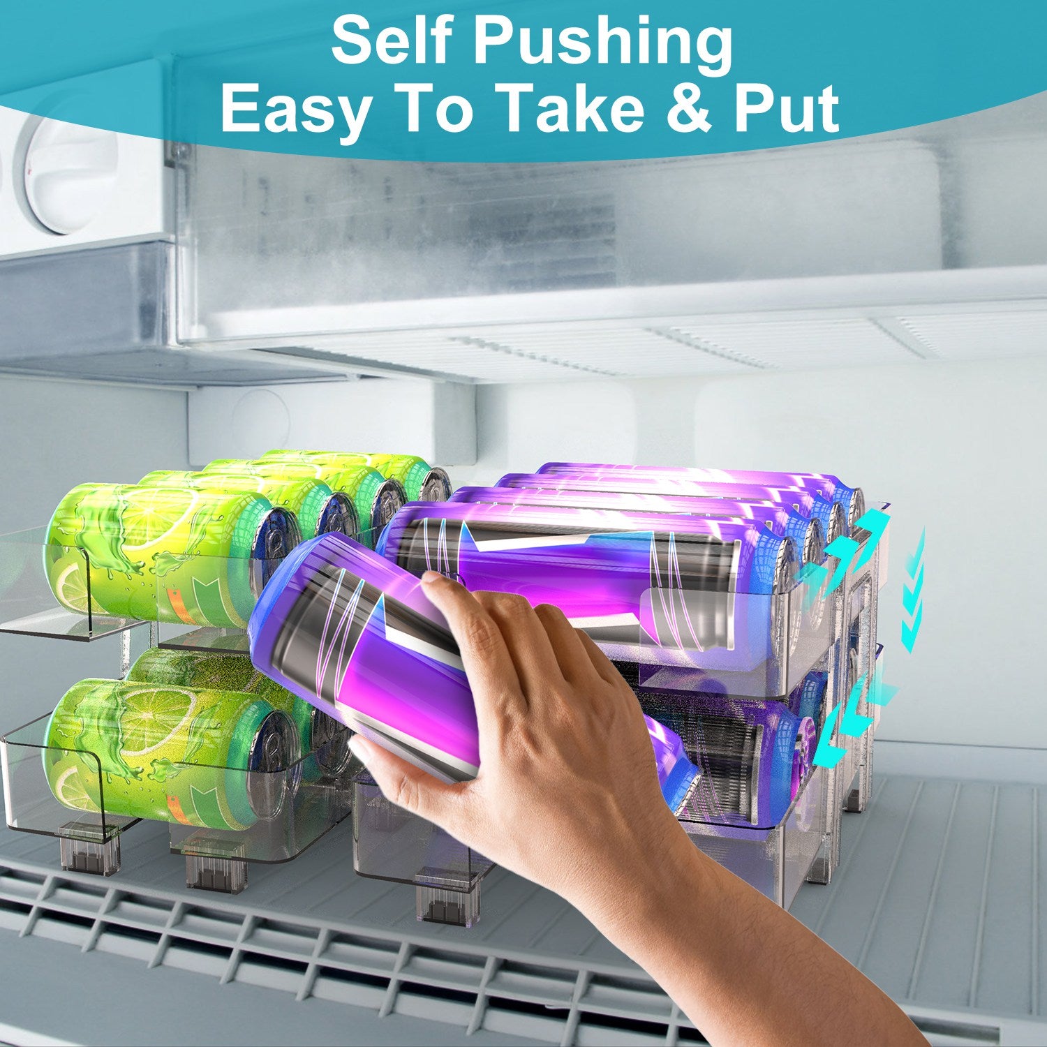 2Pack Adjustable Soda Can Organizers 2Tier Can Holders Beverage Dispensers For Fridge Pantry Cabinet 7Degree Slope Auto Rolling