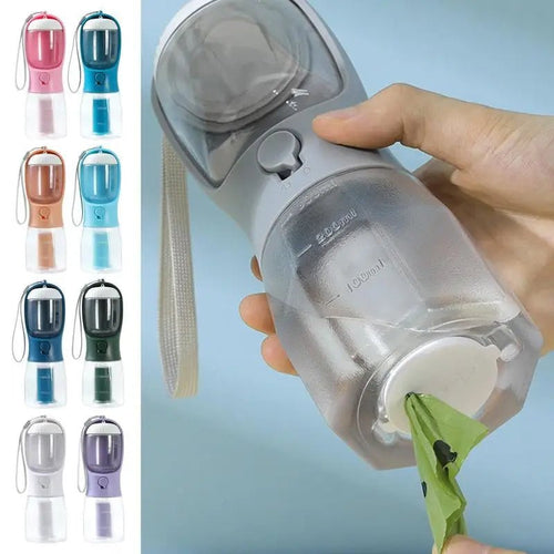 3 - in - 1 Pet Water Bottle – Portable Feeder & Waste Bag Holder - GluxeHaus