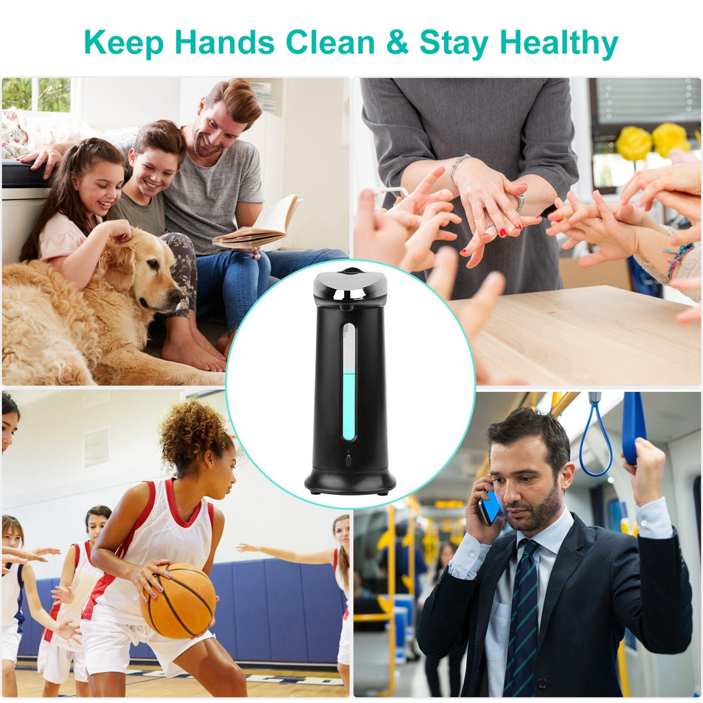 1Pc Automatic Soap Dispenser 400ML 16.9OZ Anti-slip Sensor Refillable Hand Gel Desktop Dispenser 2 Drop Volume Adjustment