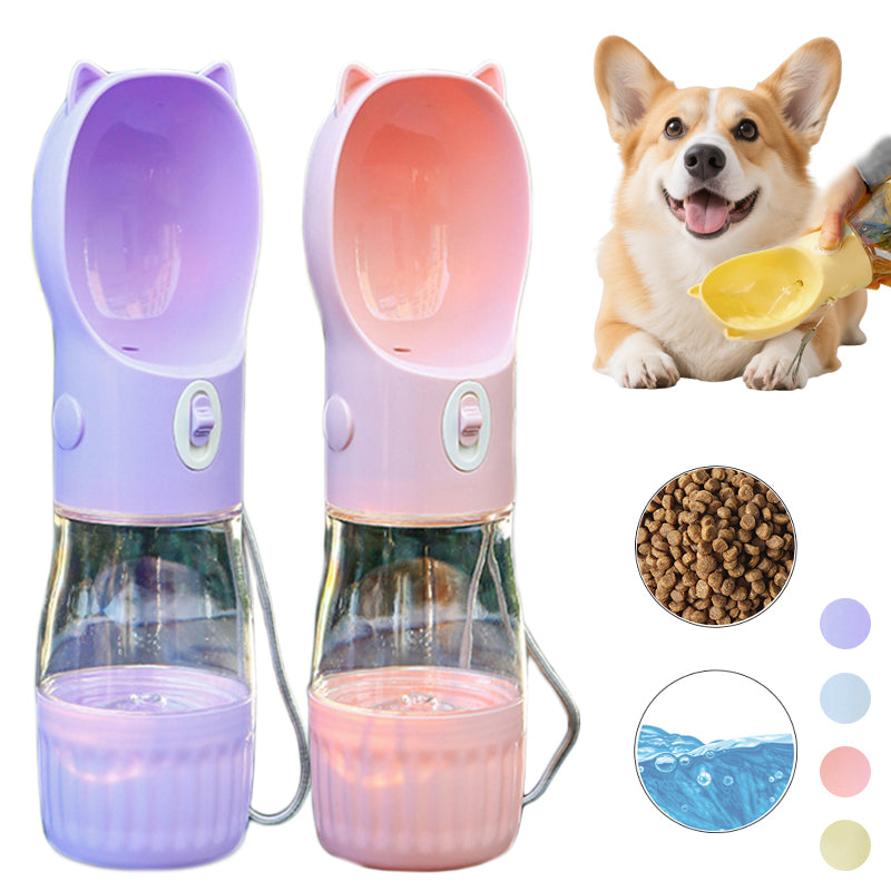 2 In 1 Portable Dog Water Bottle For Small Big Dogs Cat Outdoor Leak-proof Puppy Drinking Bowl With Food Container Pets Feeder Pet Products