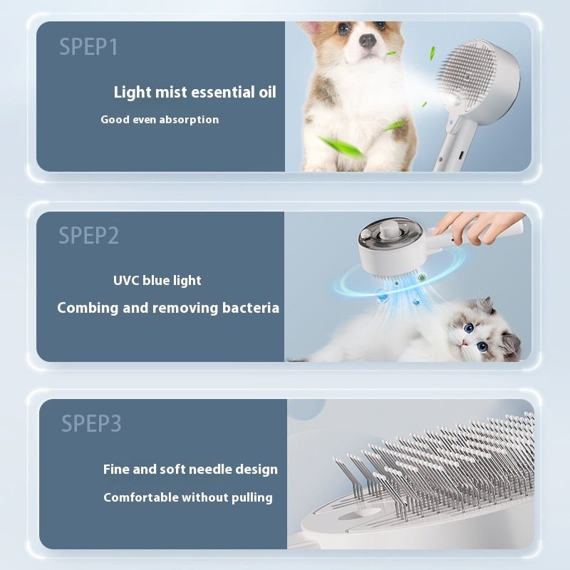 Pet Steam Brush – Self - Cleaning Grooming Tool for Dogs & Cats - GluxeHaus