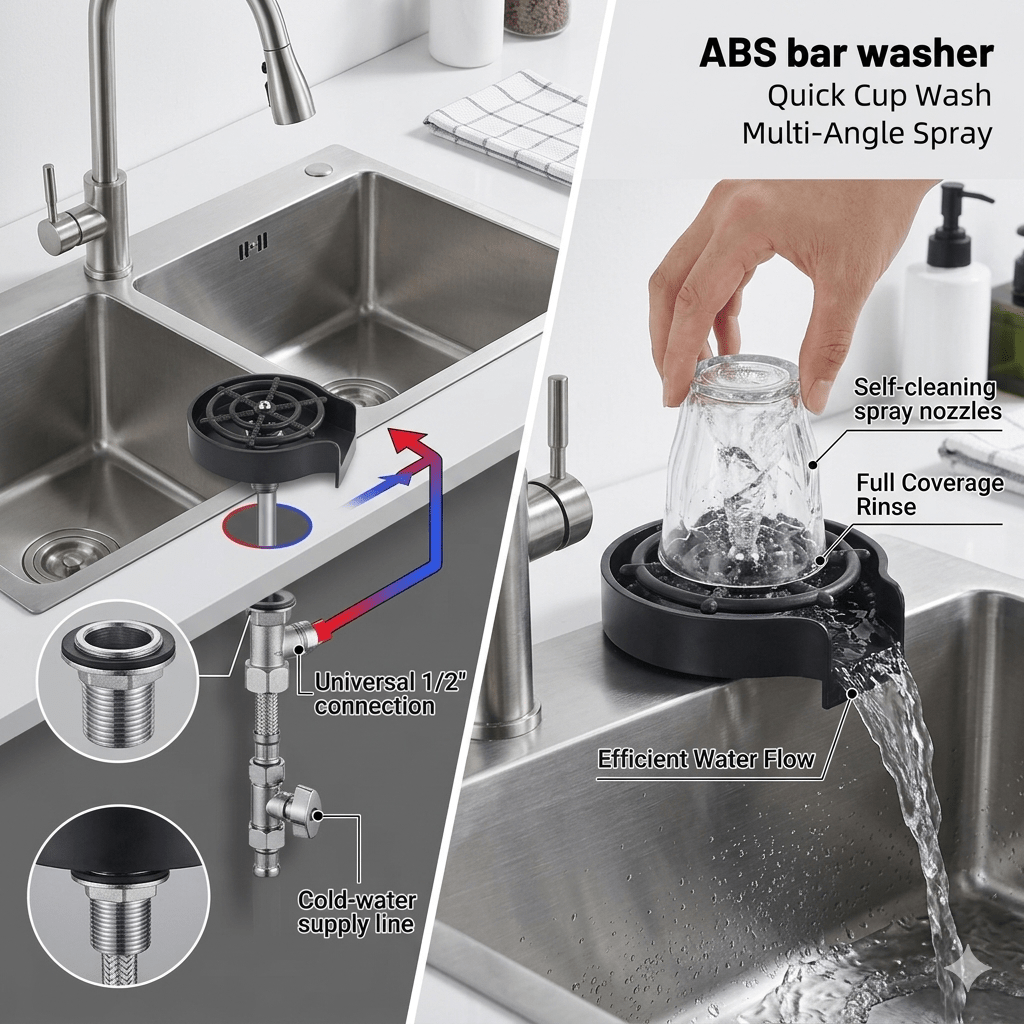 Sink Cup Washer – High - Pressure Multi - Angle Spray - GluxeHaus