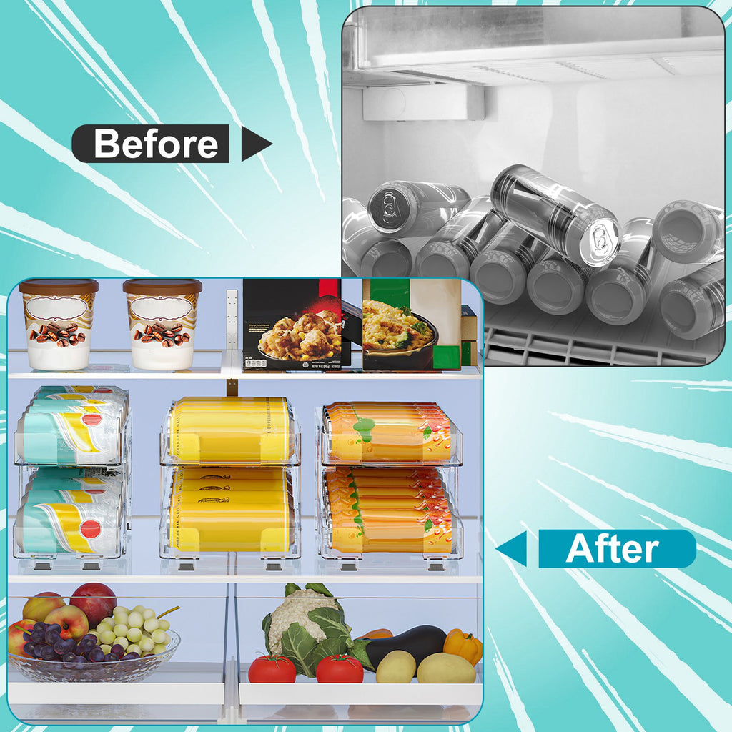 2Pack Adjustable Soda Can Organizers 2Tier Can Holders Beverage Dispensers For Fridge Pantry Cabinet 7Degree Slope Auto Rolling