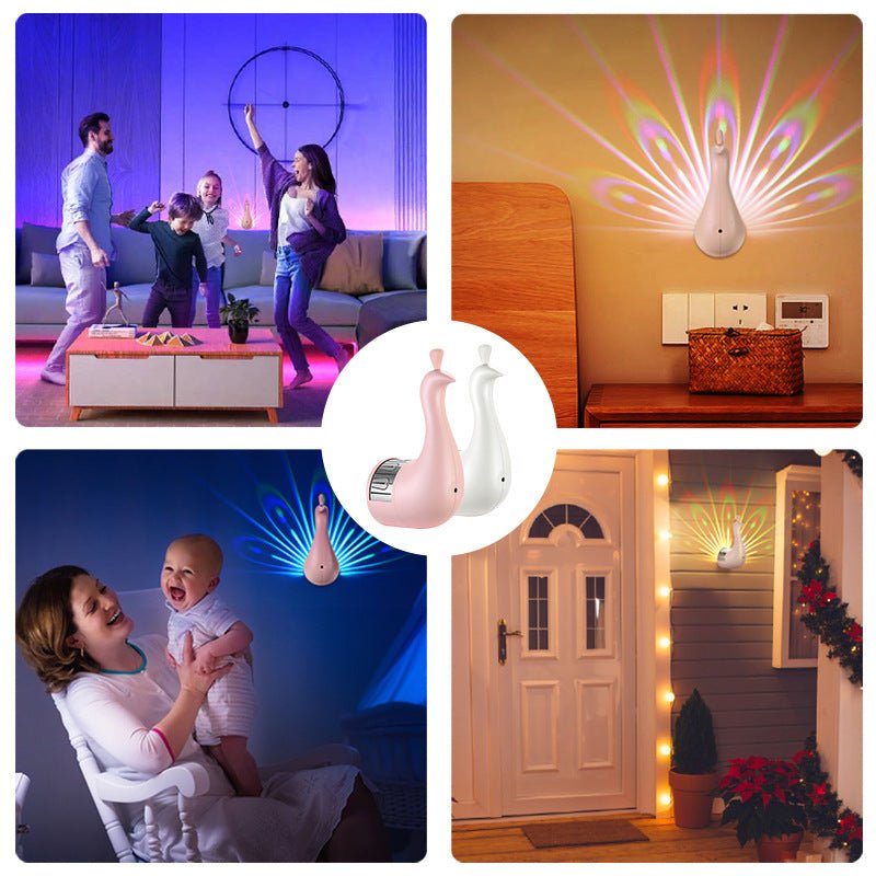 Peacock Wall Lamp – Colorful Ambient Light Decor - GluxeHaus